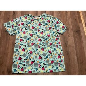 Oh Snap Shirt, Women's Size Large, Neon Colors, Abstract Print, Short Sleeve